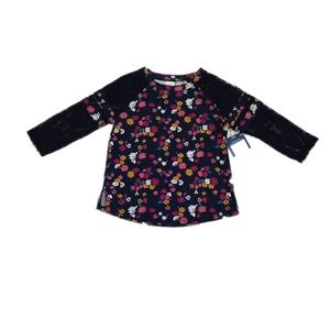 NWT! Girls Navy Floral Tunic Top with Lace Sleeves